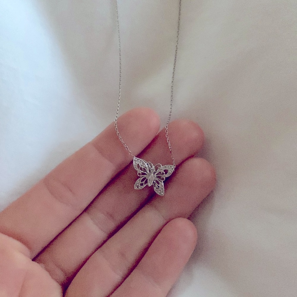 Diamond butterfly necklace